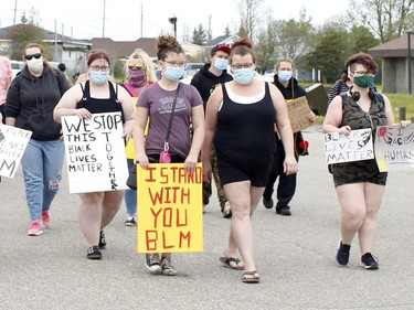 Demonstrators gathered at Mountjoy Historical Conservation Area before heading on their march to city where they gathered for the second anti-racism rally held in Timmins in the past three days.

RICHA BHOSALE/The Daily Press