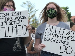 More than 100 people attended Saturday's Black Lives Matter protest in Tillsonburg. (Chris Abbott/Tillsonburg News)