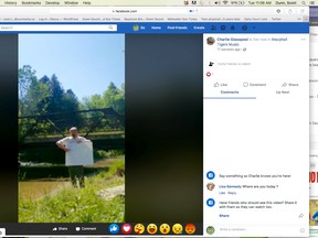 Macphail Memorial elementary teacher Charlie Glasspool broadcasting live from the Beaver River Tuesday, June 16, 2020 in Grey Highlands. (Facebook screenshot)