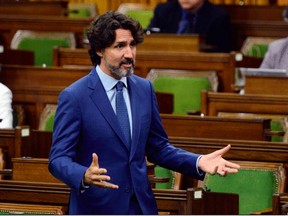Prime Minister Justin Trudeau speaks during the special committee on the COVID-19 pandemic in the House of Commons on June 10, 2020.