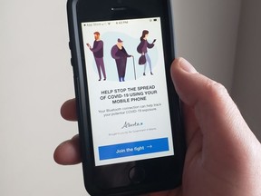 Alberta Health rolled out a new voluntary app, ABTraceTogether, on Friday, May 1, 2020, for Android and iPhone users to help track down people who have come into contact with those who later test positive for COVID-19. Postmedia photo illustration ORG XMIT: POS2005011823293742
