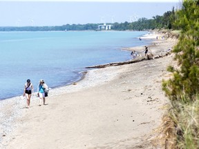 Dozens of people enjoy the beach at The Pinery Provincial Park in Grand Bend, Ont. on Tuesday June 2, 2020. (Derek Ruttan/The London Free Press)