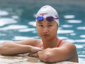 World champion swimmer Maggie Mac Neil is waiting for pools to open that will allow her to train. At the moment she works out in her family's backyard pool, where she learned to swim, and can maybe complete two strokes before running out of room. (Mike Hensen/The London Free Press)