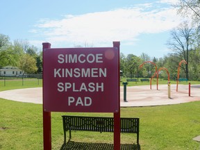The Simcoe Kinsmen Splash Pad will be opening on Saturday with new COVID-19 related regulations. (FILE PHOTO)