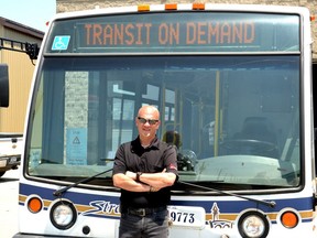 The City of Stratford is launching its on-demand Sunday transit service pilot project this Sunday, allowing riders to schedule pick-ups ahead of time online, through the Sunday-service app, and by phone. (Galen Simmons/The Beacon Herald)