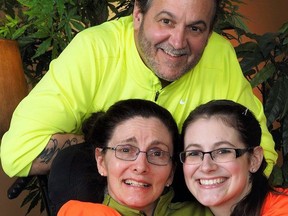 Andre Dugas, with his wife, Linda, and daughter, Carly. Father and daughter looked after Linda at the family’s Lively, Ont., home for years until the ravages of multiple sclerosis became too much. Provided