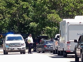 Bumper-to-bumper traffic in Long Point combined with large crowds on a diminished waterfront have many cottagers worried about a COVID-19 super-spreader event this summer. This was the scene Canada Day at the entrance to Long Point Provincial Park. – Contributed photo