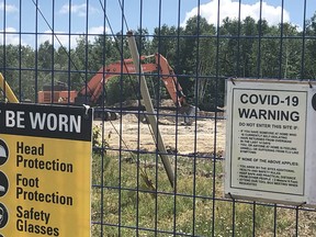 An excavator can be seen in the background on the site of a large development on Falconbridge Road on Garson that will feature a gas station and car wash, convenience store and A&W restaurant. HAROLD CARMICHAEL/SUDBURY STAR