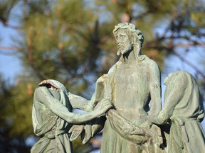 Police are still looking for the culprit(s) responsible for damaging the Stations of the Cross located in the Grotto of Our Lady of Lourdes site off Van Horne Street. Heads and arms were removed from several statues. Jim Moodie/Sudbury Star