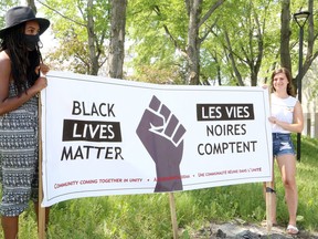 Black Lives Matter Sudbury hosted a flash sit-in luncheon at Tom Davies Square on Thursday, July 2, 2020.