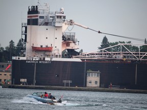 American Integrity enters Soo Locks in Sault Ste. Marie, Mich., on Thursday, July 2, 2020. (BRIAN KELLY/THE SAULT STAR/POSTMEDIA NETWORK)