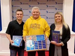 Evan Labonne and Sam Hiltz were named co-winners of the Hal Souster Award for their dedication to athletics at Bev Facey and their work in the community. Photo supplied