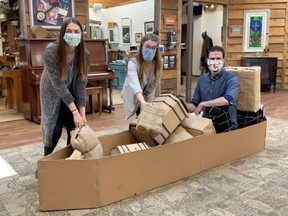 Learning how to load a voyageur canoe is one of the activities offered during summer camps at the Strathcona County Museum and Archives. 
Lindsay Morey/News Staff