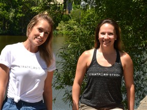 Laura Everard and Robin Calvert, co-founders of the new Stratford custom-apparel business, Wheat + Sea Collective, have launched a line of StratfordStrong t-shirts, all the proceeds from which they are donating to the Stratford Perth Community Foundation’s COVID-19 Charitable Response Fund. Galen Simmons/The Beacon Herald/Postmedia Network