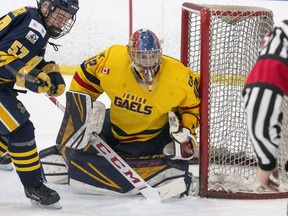 Goaltender Ethan Morrow of the Greater Kingston Jr. Gaels minor midgets was picked by the Sudbury Wolves in the sixth round, 105th overall, in the 2020 Ontario Hockey League Priority Selection on Saturday, April 4.