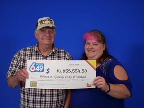 Melissa Wright and her father John Wright of Inwood won $16,058,552.50 in the June 24 Lotto 6/49 draw.