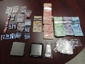 Sarnia police provided this photo of drugs, cash and other items seized Wednesday.