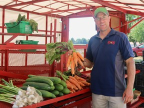 The Simcoe Farmers' Market was able to welcome customers back into the Junior Farmers' Building on Thursday morning. Greg Boyd, market treasurer and vendor, said he heard positive feedback from customers throughout the morning. (ASHLEY TAYLOR)