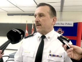 North Bay Police Chief Scott Tod stands wholly behind an Chiefs of Police Association of Canada paper calling for simple possession of illicit substances to be decriminalized. 
Nugget File Photo