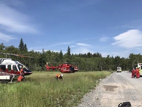 It was a busy day for emergency services responding to multiple separate calls near and on Mount Yamnuskaon on July 11. One hiker, a 30-year-old male from Calgary, fell approximately 20 feet, despite life saving measures, the male succumbed to his injuries. Photo Kananaskis Public Safety Facebook.