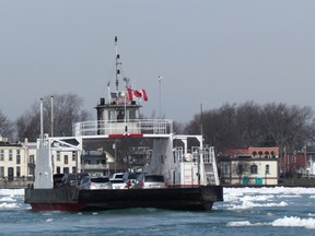 The Bluewater Ferry crosses the St. Clair River between Sombra and Marine City, Mich. in this file photograph from March 2017. Paul Morden/Postmedia Network