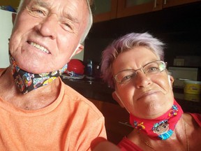 Theresa Yeoman, right, and her father, Keith Proctor, are trying to come home to Chatham, Ont., but they're stranded in Puerto Vallarta, Mexico, because of paperwork problems during the COVID-19 pandemic. (Contributed Photo)