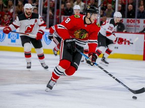 Dominik Kubalik in action with the Chicago Blackhawks.