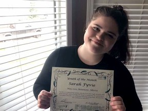 Sarah Fyvie was named the Youth of the Month winner for May 2020.