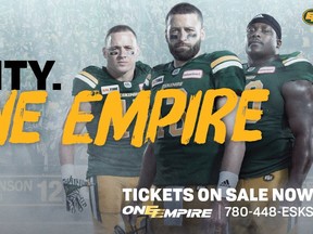 An ad dating back to 2017 when Mike Reilly was under centre for the Eskimos as part of the One Empire campaign.