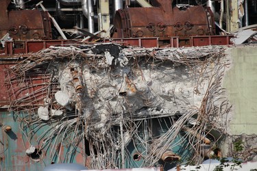 Demolition work at the Lambton Generating Station was about half finished when the work paused in April.