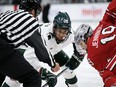 Sarnia Sting draft pick Josh Nodler is a Calgary Flames prospect going into his sophomore season at Michigan State University in 2020-21. (Matthew Mitchell/MSU Athletics)