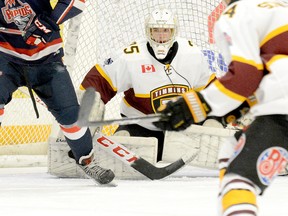 The Timmins Rock’s hopes of capturing an NOJHL championship received a big boost when it was announced goalie Tyler Masternak would be returning for a fourth season. The Oshawa native established single-season records for goals against average (1.66) and shutouts (eight) in 2019-20 and also increased his NOJHL career record for shutouts to 16. THOMAS PERRY/THE DAILY PRESS/POSTMEDIA NETWORK