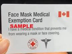 Sample of Fake Face Mask Medical Exemption Card