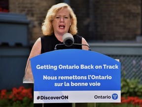 In a visit Thursday to Belleville, Lisa MacLeod, Ontario Minister of Heritage, Sport, Tourism and Culture Industries, announced $630,000 for Quinte small businesses and attractions to help offset financial losses from the COVID-19 pandemic. DEREK BALDWIN