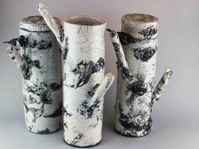 A selection of Cheryl Browns iconic pottery pieces, along with her glass jewelry can be viewed virtually at beaverlodgegallery.com. The full collection is available for private viewing by appointment in the Main Gallery at BACS until September 3.