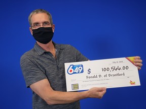 Ronald Bandur of Brantford won $100,566 in the March 11 Lotto 6/49 draw. Submitted