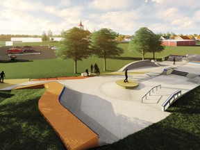 Through a Community Benefit Agreement, Trans Mountain has committed $225,000 to Ardrossan's new skate park, which is expected to open to the public this fall. Graphic Supplied
