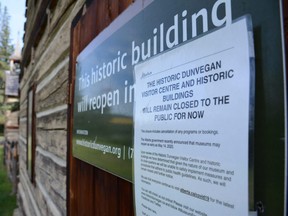 Historic buildings remain closed at Dunvegan Provincial Park south of Fairview, Alta. on Saturday, July 11, 2020.

Peter Shokeir/Fairview Post