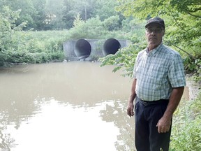 Dutton Dunwich Deputy Mayor Mike Hentz recently visited the Ash Line culvert site which is approved for reconstruction in 2021 through funding from the Investing in Canada Infrastructure Program. Vicki Gough photo