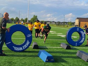 The Fort Saskatchewan Falcons football teams have begun training for the season. Photo Supplied.