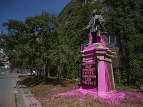 The vandalized statue of Egerton Ryerson on the Ryerson University campus in Toronto. Ernest Doroszuk/Postmedia