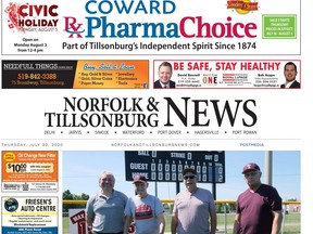 July 30, 2020 front page of the inaugural Norfolk & Tillsonburg News