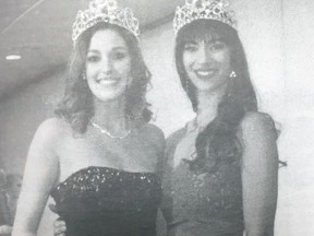 Alexandra Ferguson, left, upon winning Miss Teenage Spruce Grove.