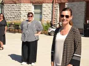 A partnership between the Stratford Perth Community Foundation, the Rotary Club of Stratford and the Conestoga Career Centre has resulted in a new program matching out-of-work skilled workers with not-for-profit and charitable projects in need of their specific expertise. Pictured from left are Rotary Club of Stratford president Katherine Hahn, Conestoga Career Centre customer service liaison Christy Bertrand, and Stratford Perth Community Foundation executive director Heidi Culliton. (Galen Simmons/The Beacon Herald)