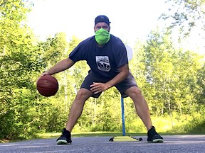 Kyle Beers, head of operations for Northern Lights Basketball Academy, shows off his summer training setup at a local park. Beers is also a lead organizer for the Circle Up and Hoop fundraiser, to be held outside at Gerry McCrory Countryside Sports Complex on Labour Day Weekend.