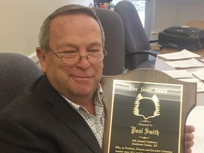 The Trans Canada Yellowhead Highway Association recently recognized Ward 5 Coun. Paul Smith with the Tête Jaune Award. Photo Supplied
