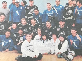 The Spruce Grove Saints were furious after the West Central Special Olympics Bolts and Lightning snapped their club-record winning streak, but managed to keep it together for a group picture following the wild evening on Feb. 4.