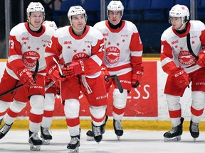 Photo submitted

Soo Greyhounds have no idea when players such as (from left) Joe Carroll, Rory Kerins, Jacob Holmes and Billy Constantinou will be here for the start of training camp