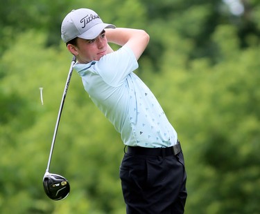 Owen Henry tees off on the ninth hole at Maple City Country Club during a Jamieson Junior Golf Tour event in Chatham, Ont., on Monday, July 27, 2020. Mark Malone/Chatham Daily News/Postmedia Network