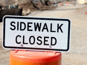 Sidewalk Closed Sign for Footpath Construction